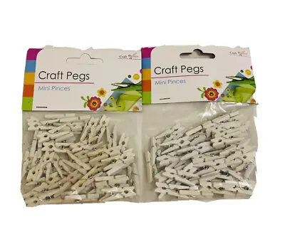 25mm Mini White Wooden Clothes Peg Craft For Vintage Wedding - 2 X Pack Of 50 • £3.49