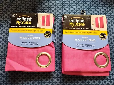 Set Of 2 X Eclipse Hot Pink Black Out Thermal Curtains Grommets 42 X63   • $19.99