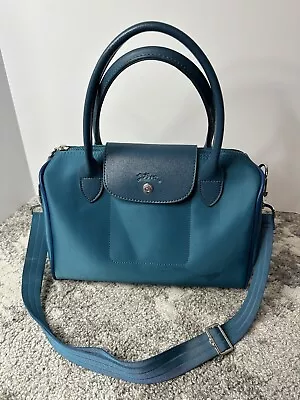 LONGCHAMP MODELE DEPOSE Neo Medium Nylon Travel Satchel Blue/Aqua Handbag • $99.97