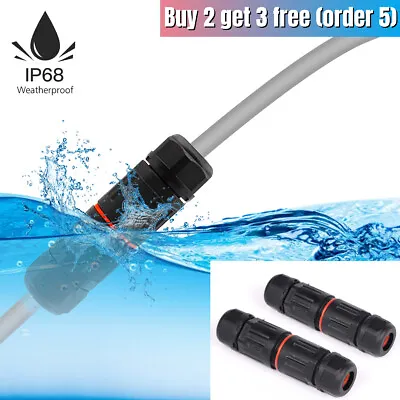 £2.86 • Buy 2 Pin Pole Core Joint Outdoor IP68 Waterproof Electrical Cable Wire Connector