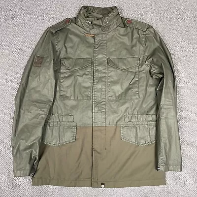 PRETTY GREEN Jacket Mens Medium Green Coat Union Jack Military Oasis Gallagher • £50