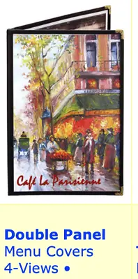 Cafe Menu Covers 8.5x11  2 Page  4 View  RED Binding   Box Of 25. • $44.95