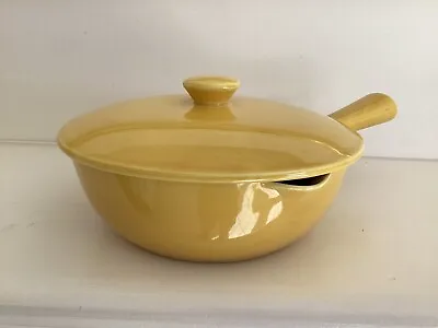 Vintage Mid Century Villeroy & Boch Yellow Ceramic Spouted Sauce Pan #4 W/Lid • $39.95