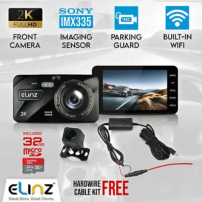 $166 • Buy 2K Dash Cam Dual Camera Reversing 1080P Car DVR Video WiFi 4.0 Touch Screen 32GB