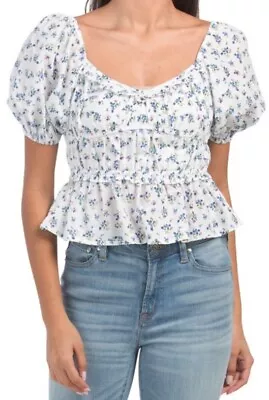 RAHI Zoomie Zinia Puff Shoulder Square Neck Top Floral Size L • $68.37