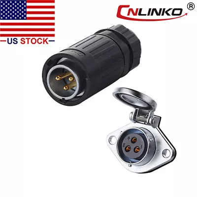 3 Pin Connector Male Plug & Female Socket Outdoor Waterproof IP67 Power Signal • $21.91