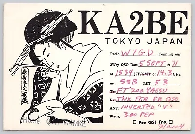 Tokyo Japan Amateur CB Ham Radio QSO QSL  KA2BE Vintage Postcard • $19.99