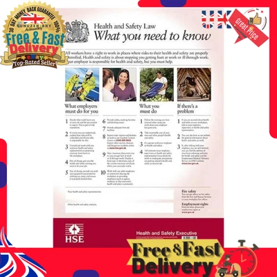 £12.50 • Buy Official HSE Books Health And Safety Law Poster Laminated A3