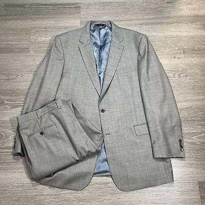 Jos A Bank Suit Men 48XL 2 Button Wool Gray Pleated 42X34 Signature Gold 2 Piece • $35.99