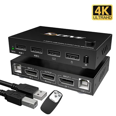4K HDMI KVM Switch 4 Port USB 2.0 DP KVM Switcher Dual Monitor Computer Control • $48.33