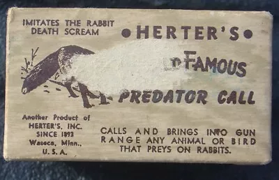 Vintage Rabbit Death Scream Herter's Predator Call Manual & BOX ONLY NO CALL • $12.95