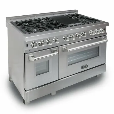 $5599 • Buy Zline 48  Dual Fuel Range Oven Gas Electric Snow Finish Stainless  Ras-sn-48
