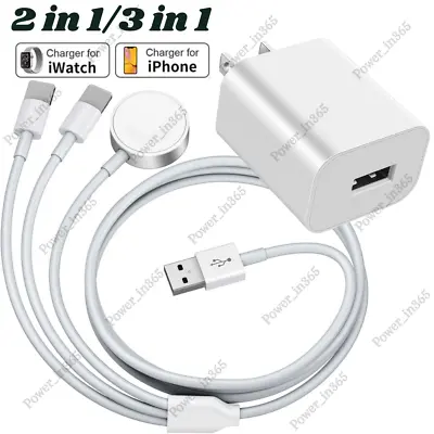 For IPhone Apple Watch 7/6/5/4/3/2/1/SE Magnetic USB Charger Cable Adapter Block • $12.65