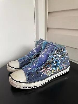 VTG Y2K Don Ed Hardy Designs High Top Laceless Slip On Shoes Women's US Size 9 • $35
