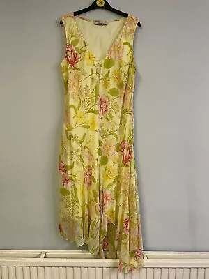 Changes By Together Floral Patten V-neck A-line Sleeveless Dress Yellow Size 22 • £28.99