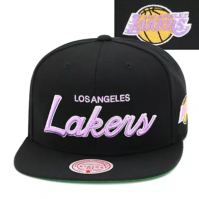 Mitchell & Ness Los Angeles LA Lakers Snapback Hat Black/Purple/Script/Throwback • $32.90