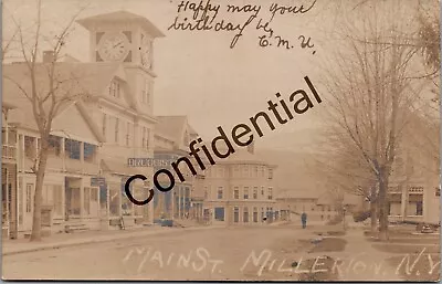 Real Photo Main Street Druggist & Stores At Millerton NY Duchess RP RPPC K347 • $49.99