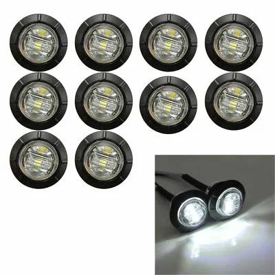 $11.99 • Buy 10PCS 12V LED Car Small Round Side Marker Light Lorry Button Lamp Off-Road White