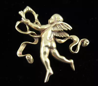 Signed MMA Vintage Gold Tone Cherub Brooch Or Pendant Metropolitan Museum Of Art • $49