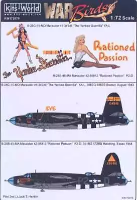 Kits World Decals 1/72 MARTIN B-26 MARAUDER Yankee Guerilla & Rationed Passion • $12.99