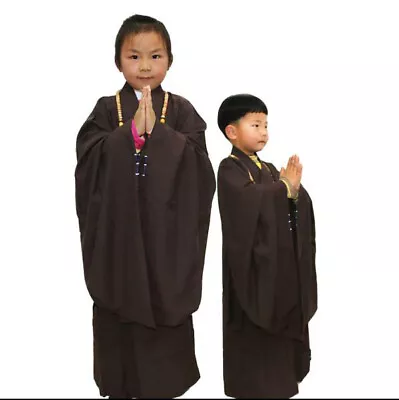 New Kids Children Shaolin Buddhist Monk Haiqing Robe Zen Meditation Gown Suits • $30.31