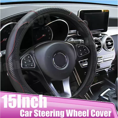 Carbon Fiber Microfiber Leather Car Steering Wheel Cover Protector Accessories • $13.84