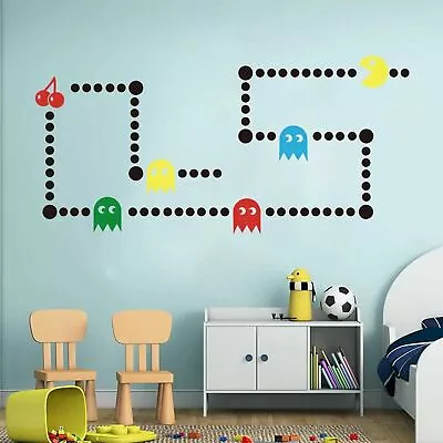 Cartoon Pacman Game Wall Vinyl Sticker Kids Room Nursery Game Xbox Space Invader • £6.99