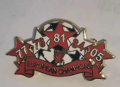 Liverpool FC  Metal Pin Badge  5 Stars Champions League Wins • £7