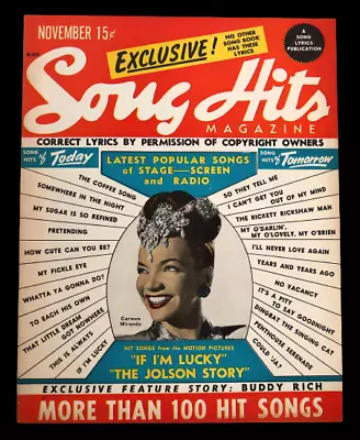 Vtg Song Hits Magazine November 1946 Carmen Miranda Jolson Story Buddy Rich • $14.99