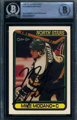 Mike Modano Beckett BAS Signed 1990-91 O-Pee-Chee Rookie Autograph • $79