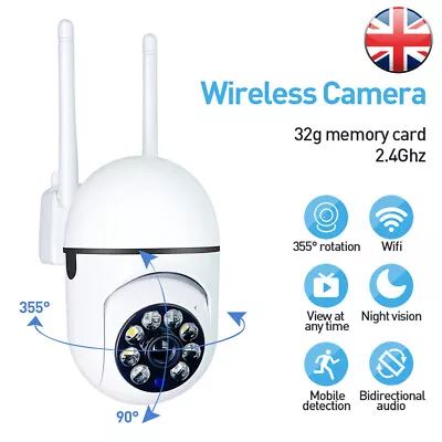 1080P IP Camera Wireless WIFI Outdoor CCTV HD PTZ Smart Home Security IR Cam UK • £17.99