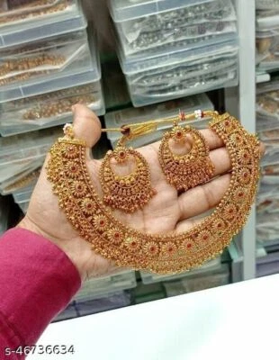 $25.19 • Buy Bollywood Gold Plated Pearl Indian Pearl Choker Jewelry Wedi Bridal Necklace Set