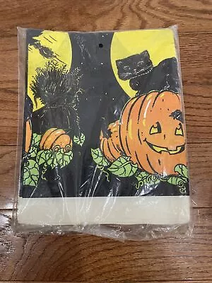 Vintage Halloween Paper Tablecloth Pumpkin Black Cat Walmart New Sealed Package • $8.49