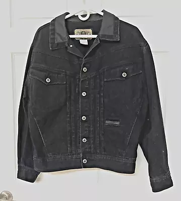 Vintage Sergio Tacchini Men’s Black Denim Jean Jacket Size Medium • $19.99