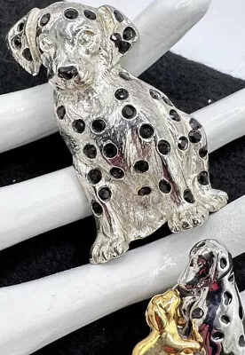 2 Dalmation Brooch Avon Perfect Love Dog Gold Silver Rhinestones Vintage Lot! • $16