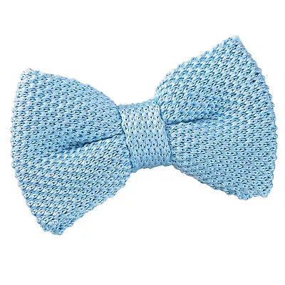 Baby Blue Boys Pre-Tied Bow Tie Knit Knitted Plain Formal Bowtie By DQT • £7.99