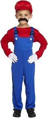 Boys Super Mario And Luigi Bros Fancy Outfits Dress Workman Plumber Costume • £9.99