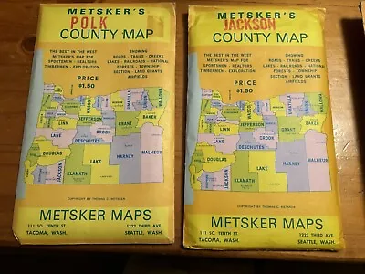 Polk & Jackson County Metsker Maps Oregon County Map Lot Of (2) • $15