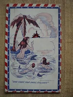 MERMAID W/ Children From WWII Navy Sailor Mutoscope Co. 1942 Postcard • $5.99