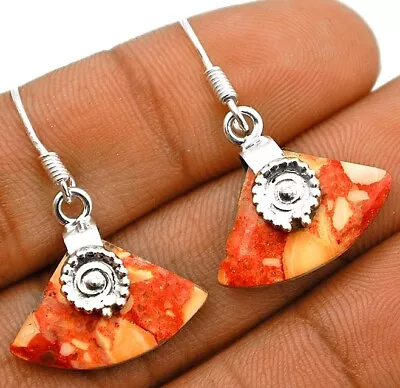 Natural Brecciated Mookaite 925 Solid Sterling Silver Earrings CT5-1 • $12.99