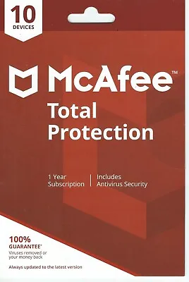 £14.99 • Buy  McAfee Total Protection 2022, 10 Multi-Devices 1 Year - For PC | Mac | Android