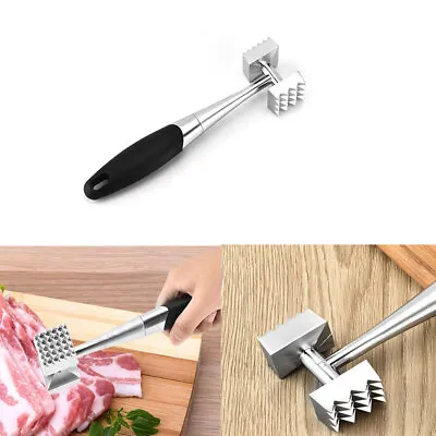 Kitchen Beef Chicken Metal Stainless Steel Hammer Meat Mallet Tenderizer UK Tool • £12.78