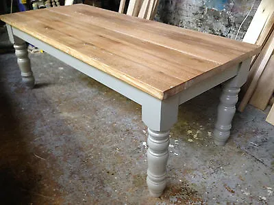 SOLID OAK DINING / KITCHEN TABLE 1 1/2  (25mm) THICK TOP - LIMED TOP • £1299