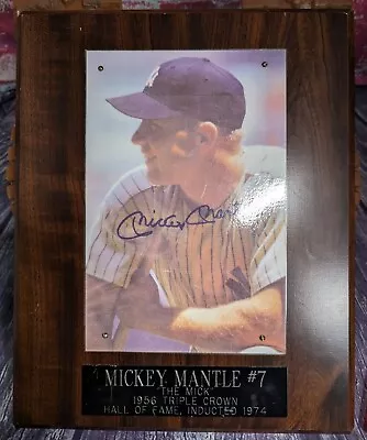 MICKEY MANTLE DISPLAY LIMITED SIGNATURE SERIES RP Autograph Wooden Plaque Signed • $24.99