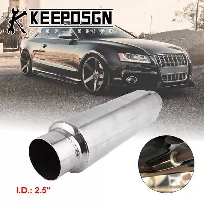 2.5'' Inch In/Outlet Muffler Resonator Exhaust 16'' Quiet Deep Tone For Audi A4 • $59.86