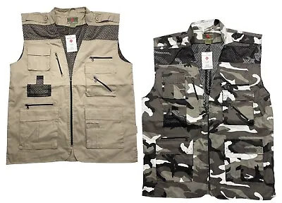 2 New Parkland Beige & Camouflage Tactical Fishing Hunting Hiking Vest Mens XL • $20.40