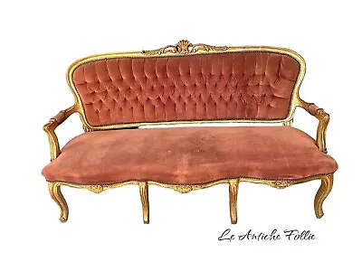 Antique Sofa For Living Room Golden Carved Style Louis XV French • $696.26