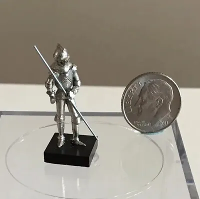 Dollhouse Miniature Knight In Armor On Wood Base Silver 1:12 Scale • $129