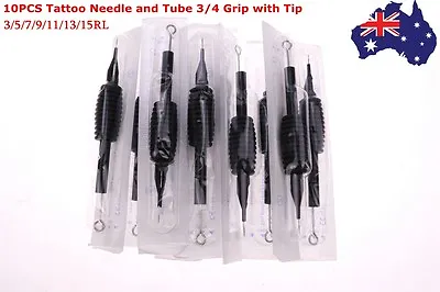 10 X New Sterile Disposable Tattoo Needle And Tube 3/4 Grip With Tip RL AU • $22.99