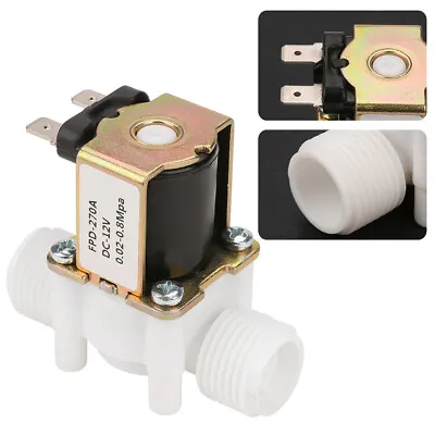 12V G1/2 N/C Plastic Electric Solenoid Valve Magnetic Water Air Normally Closed • £5.98